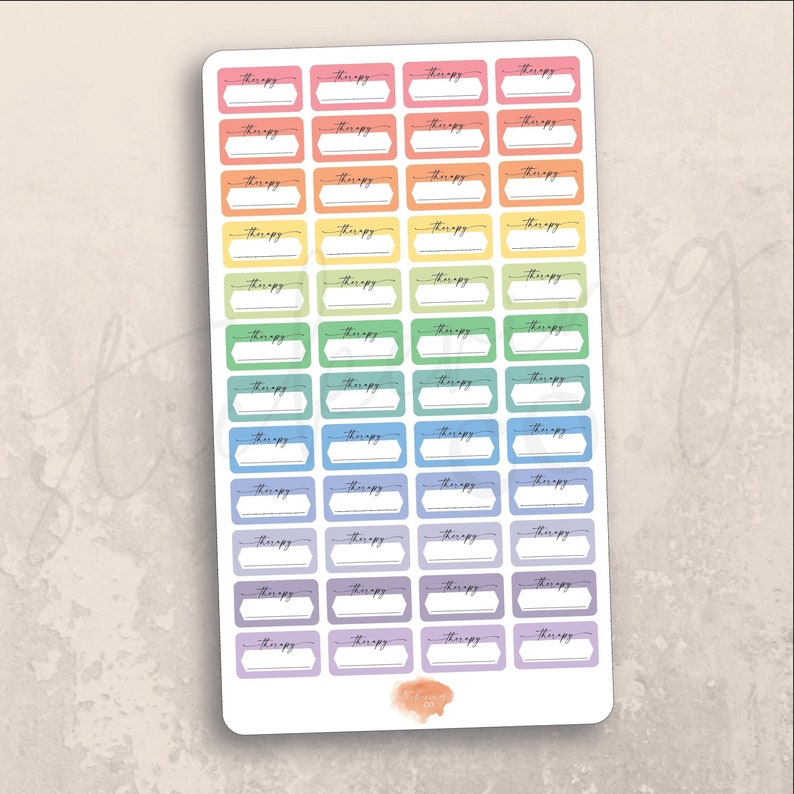 Therapy Half Width Functional Planner Stickers, 48 Stickers (4x7 Sheet ...