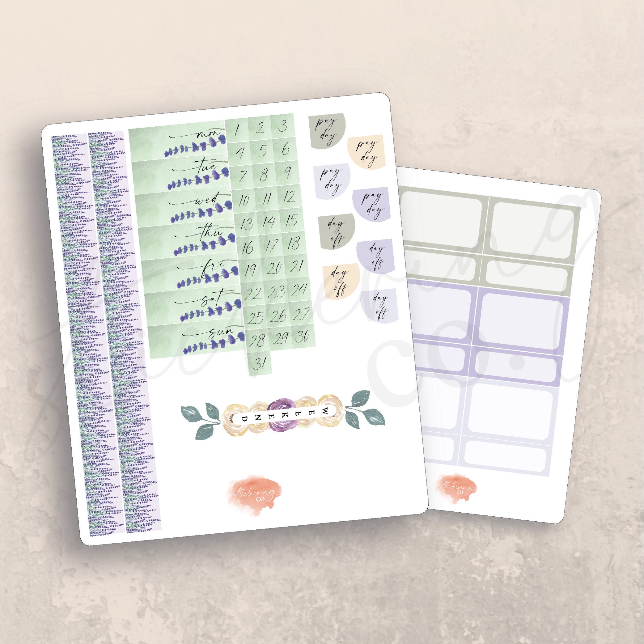 Horizontal Lavender & Ivory Weekly Sticker Kit, Erin Condren ...