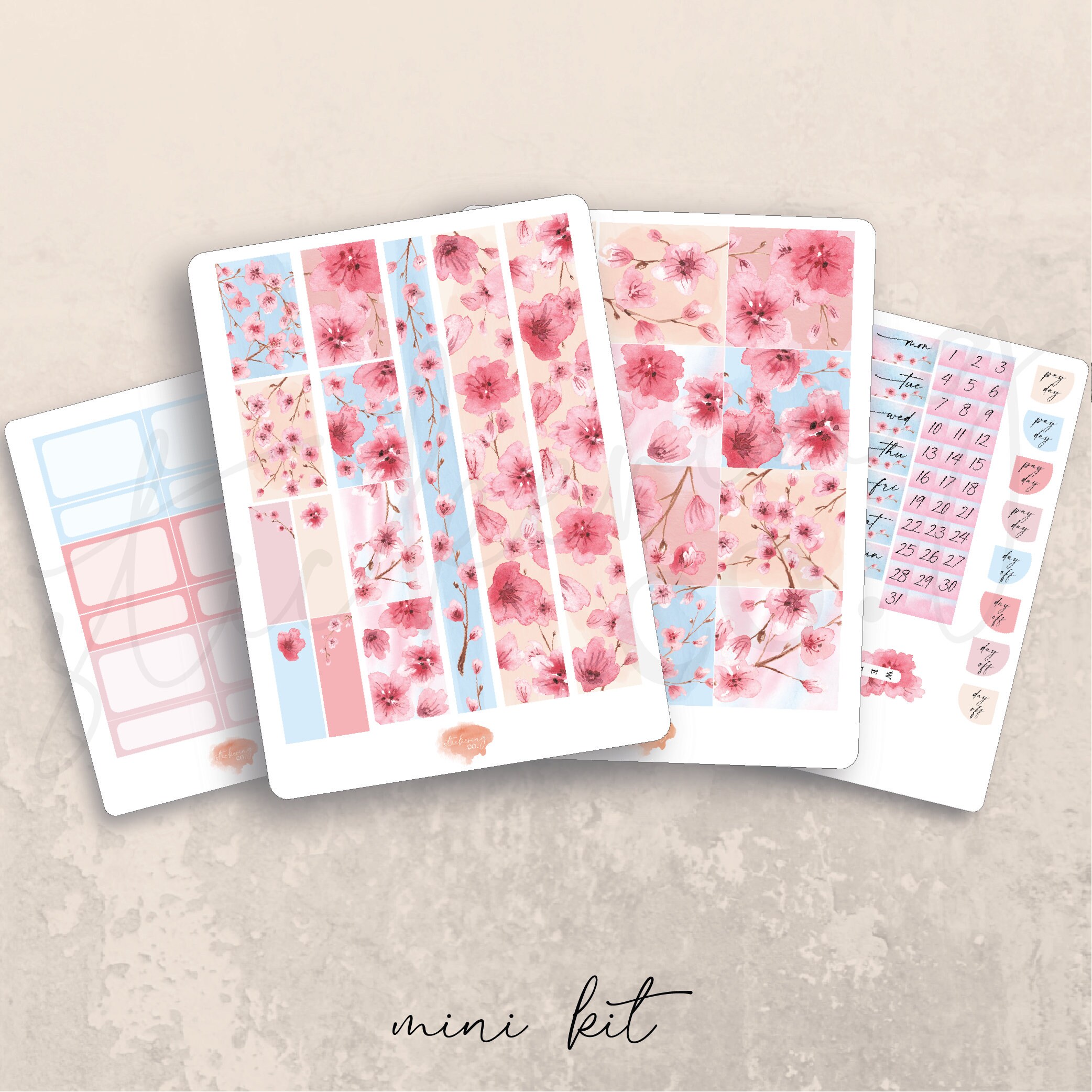 Horizontal Cherry Blossoms Weekly Sticker Kit, Erin Condren Lifeplanner ...