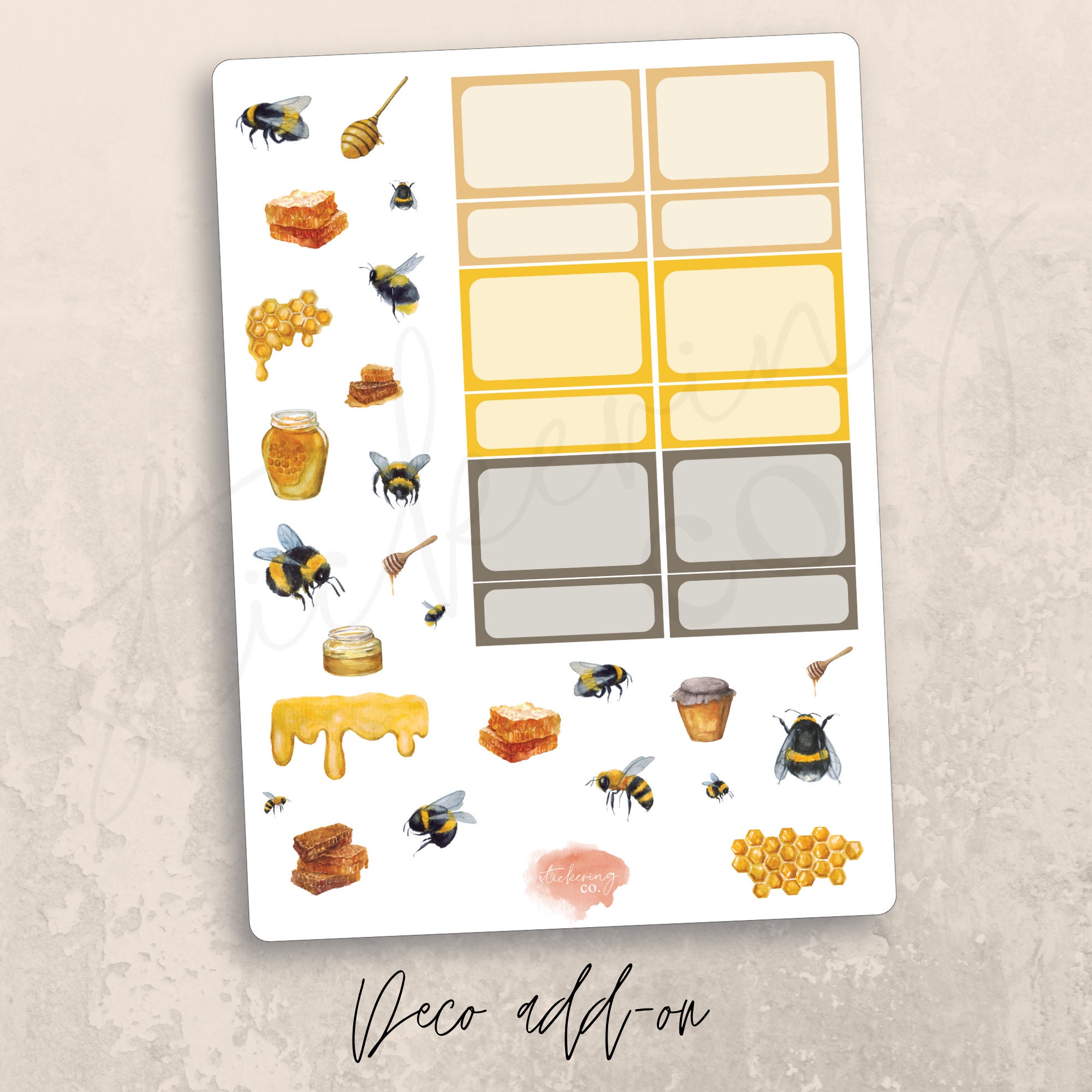 Horizontal Honey Bees Watercolor Weekly Sticker Kit Erin | Etsy