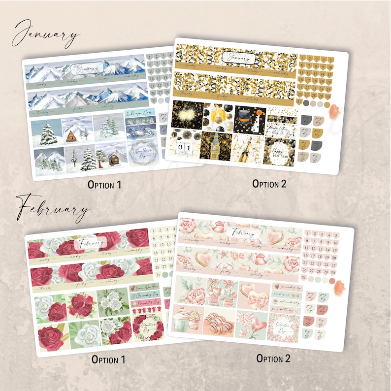 Years Sticker Bundle Buy 5 Get 1 Free Monthly Sticker Kit Bundle, 7x9 Sticker Kits, Erin ...