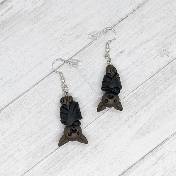 Adorable Hanging Bat Dangle Earrings