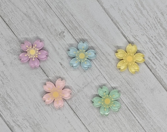 Colorful Cherry Blossom Magnets - Set of 5