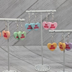 Valentine&#39;s Candy Heart Be Mine Dangle Earrings