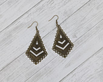 CLEARANCE*** Bronze Geometric Dangle Earrings