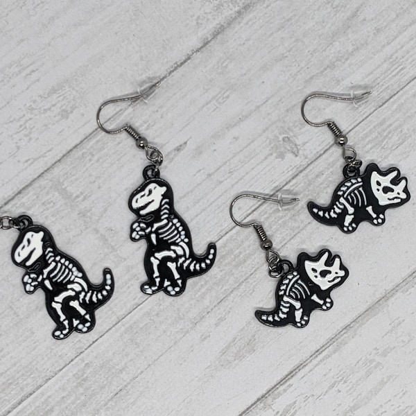 Dinosaur Skeleton Dangle Earrings