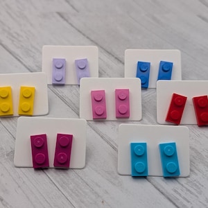 Toy Building Block Stud Earrings - 2x1
