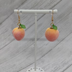 Fuzzy Peach Dangle Earrings