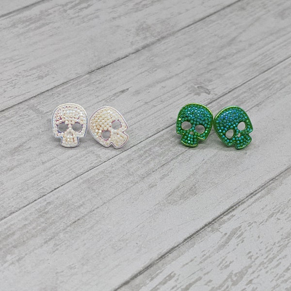 Sparkly Skull Stud Earrings