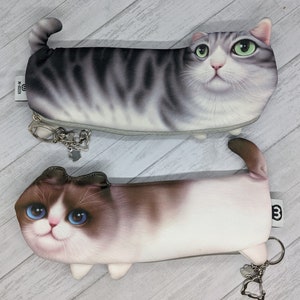 Funny Cat Pencil Pouch on Keychain