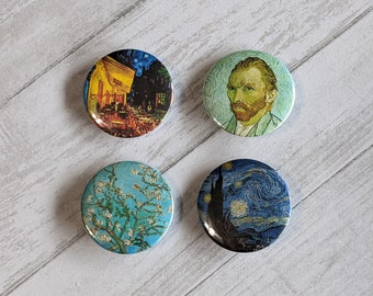 Van Gogh Painting 1.25" Pinback Button BADGE SET Novelty Pins Starry Night