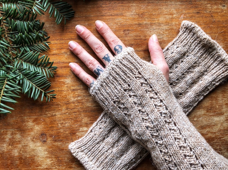 Alpaca Cable Knit Wrist Warmers image 1