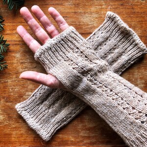 Alpaca Cable Knit Wrist Warmers image 3