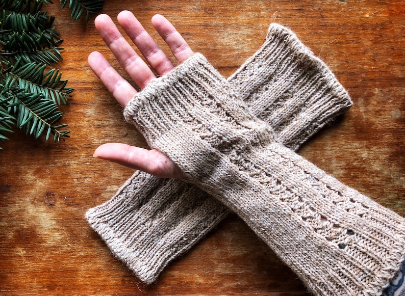 Alpaca Cable Knit Wrist Warmers image 3