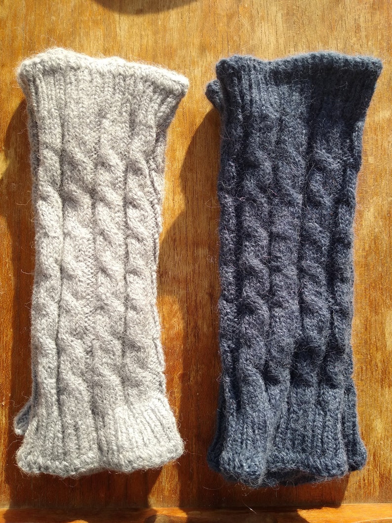 Alpaca Cable Knit Wrist Warmers image 5