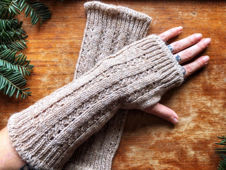 Alpaca Cable Knit Wrist Warmers image 2