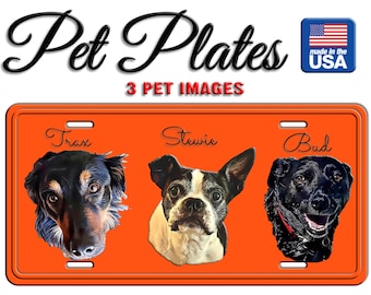 Custom 3 Pets License Plate, Personalized Auto Plate, Pet Gift