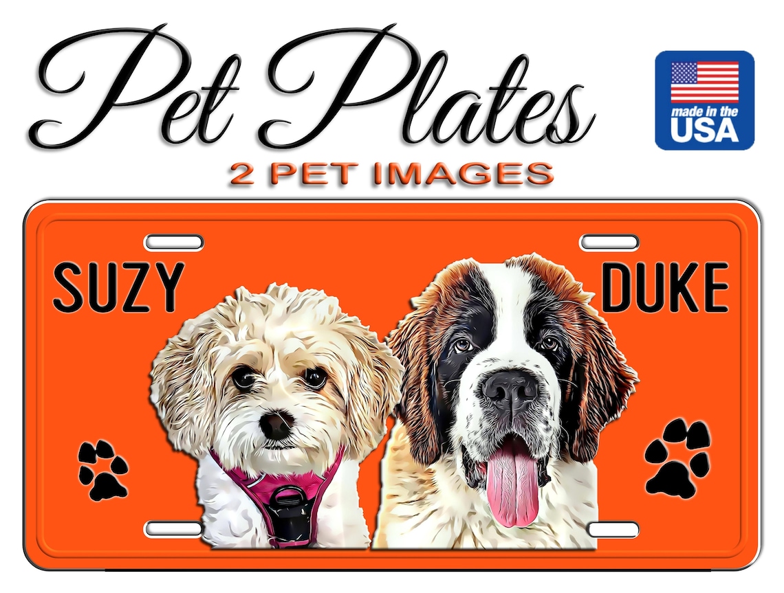 Pet License Plate Custom License Plate Dog & Cat Car Plate Etsy