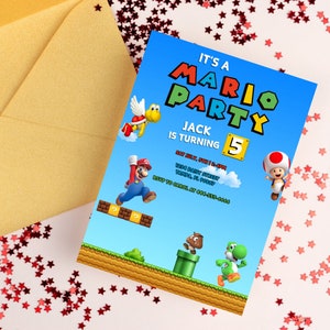 Editable Birthday Invitation, Mario, Nintendo, Birthday Party, Editable Digital Download, Instant Download