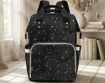 Mochila para fraldas Celestial, Bolsa de viagem para bebês com estrelas, Bolsa unissex para pais, Organizador de carrinho de bebê