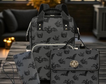 Baby Bat Diaper Nappy Bag Pastel Goth Baby Bag Goth Backpack Goth Purse Goth Baby Stuff Gothic Baby Stuff Horror Spooky Nursery Skull Baby