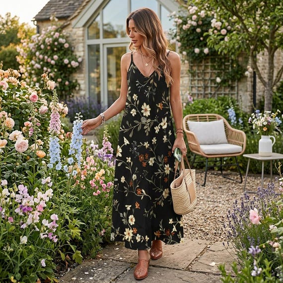 knee length dresses for ladies Plus Size Tied Botanical Maxi Dress – 2020AVE