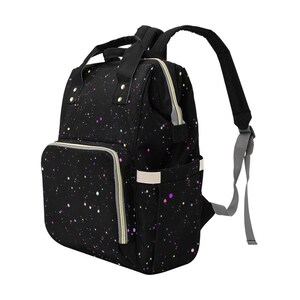 Confetti Diaper Backpack, Rainbow Speckle Baby Bag, Multicolor Mom Travel Nappy Bag image 7
