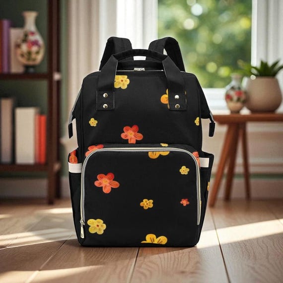 Elegant Floral Black Backpack elegant womens embroidered floral backpack multi - Temu main image 4