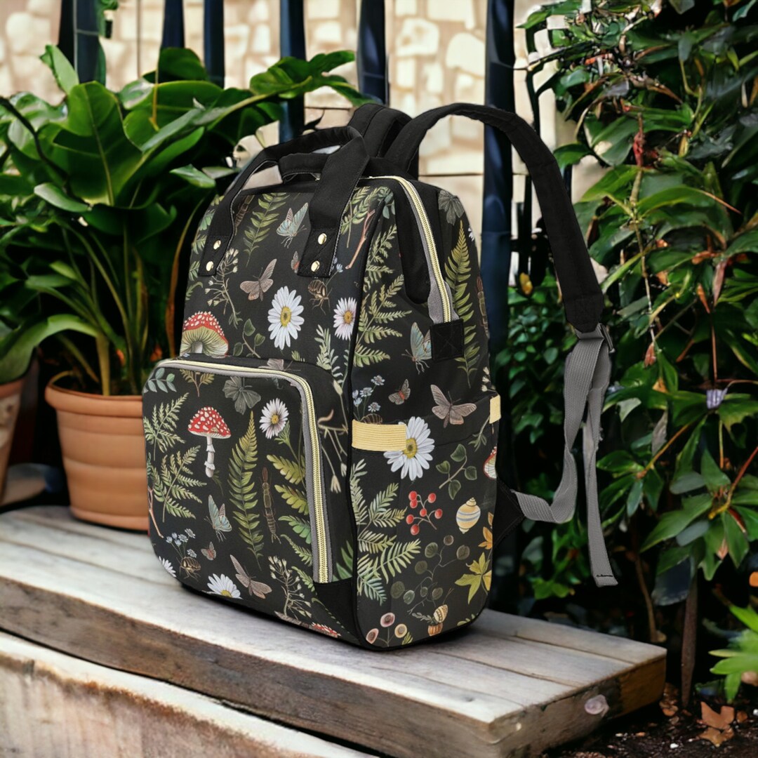 Woodland Mushroom Backpack, Forestcore Laptop Backpack, Dark ...