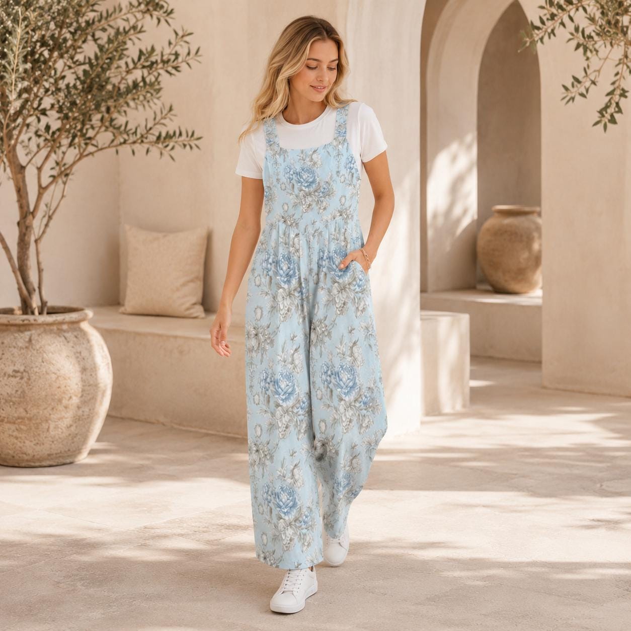 Blue Floral Jumpsuit - Etsy