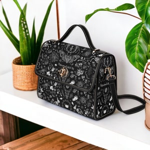 Dark Cottagecore Forest Satchel bag, sac à main gothique croisé pour femmes mignonnes, joli sac à main gothique en cuir végétalien, cadeau bohème hippies