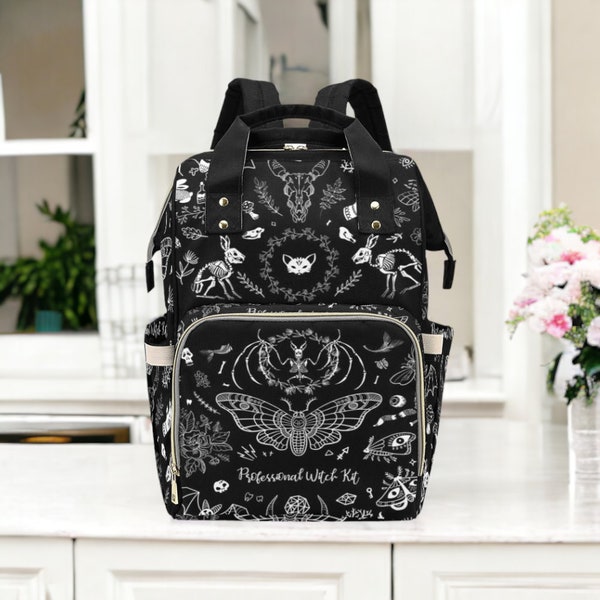 Goth Motte Windeltasche Rucksack Celestial Witchy Goth Babyparty Geschenkidee Thermos Flaschenkühler Boho Moms Dads Neue Eltern Neugeborene