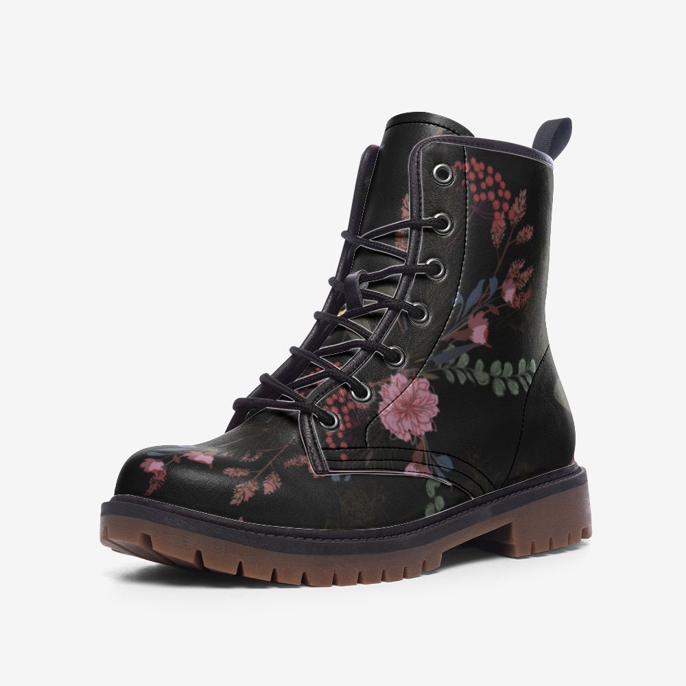 Leather boots with flowers clearance