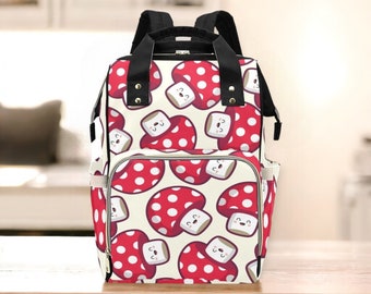 Kawaii Mushroom Backpack Diaper Nappy Baby Forestcore Nursery Cottagecore Baby Goblincore Baby Mushroom Bag Scandi Baby Toadstool Baby