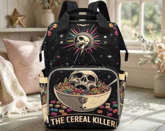 Skull Diaper Bag Backpack, Halloween Mom Pack, Baby Travel Organizer