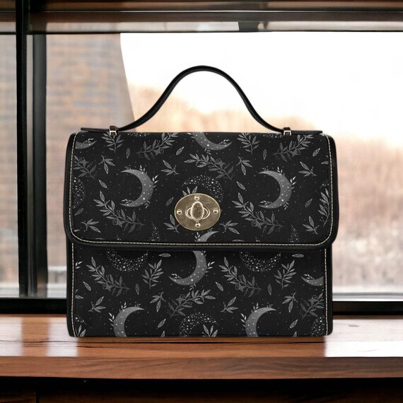 Moon Witch Canvas Bag, Witchy Celestial Purse, Cute Cottagecore