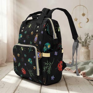Dark Insect Backpack, Gothic Diaper Bag, Creepy Nylon Organizer for Moms image 6