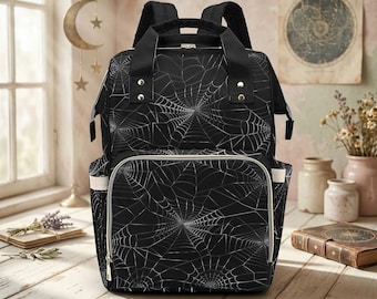Spider Webb Occult Backpack Goth Baby Stuff Goth Baby Bag Creepy Cute Pastel Witchy Nappy Bag Spooky Emo Diaper Bag Witchy Mom Baby Gear