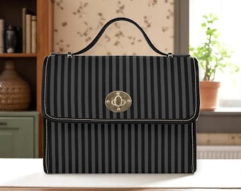 Striped Crossbody Shoulder Bag, Black Goth Bag, Gothic Moth Bag, Deaths Head Hawk Moth Bag, Victorian Shoulder Bag, Witchy Crossbody Bag