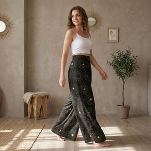 Månfas Palazzo-byxor, himmelska vida byxor för astrologi-outfitälskare bild 4