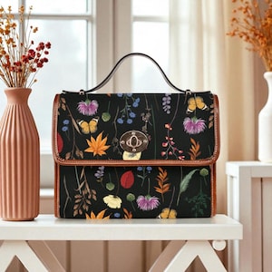 Botanical Witch Crossbody Bag: Forest Herbs, Vegan Leather Straps
