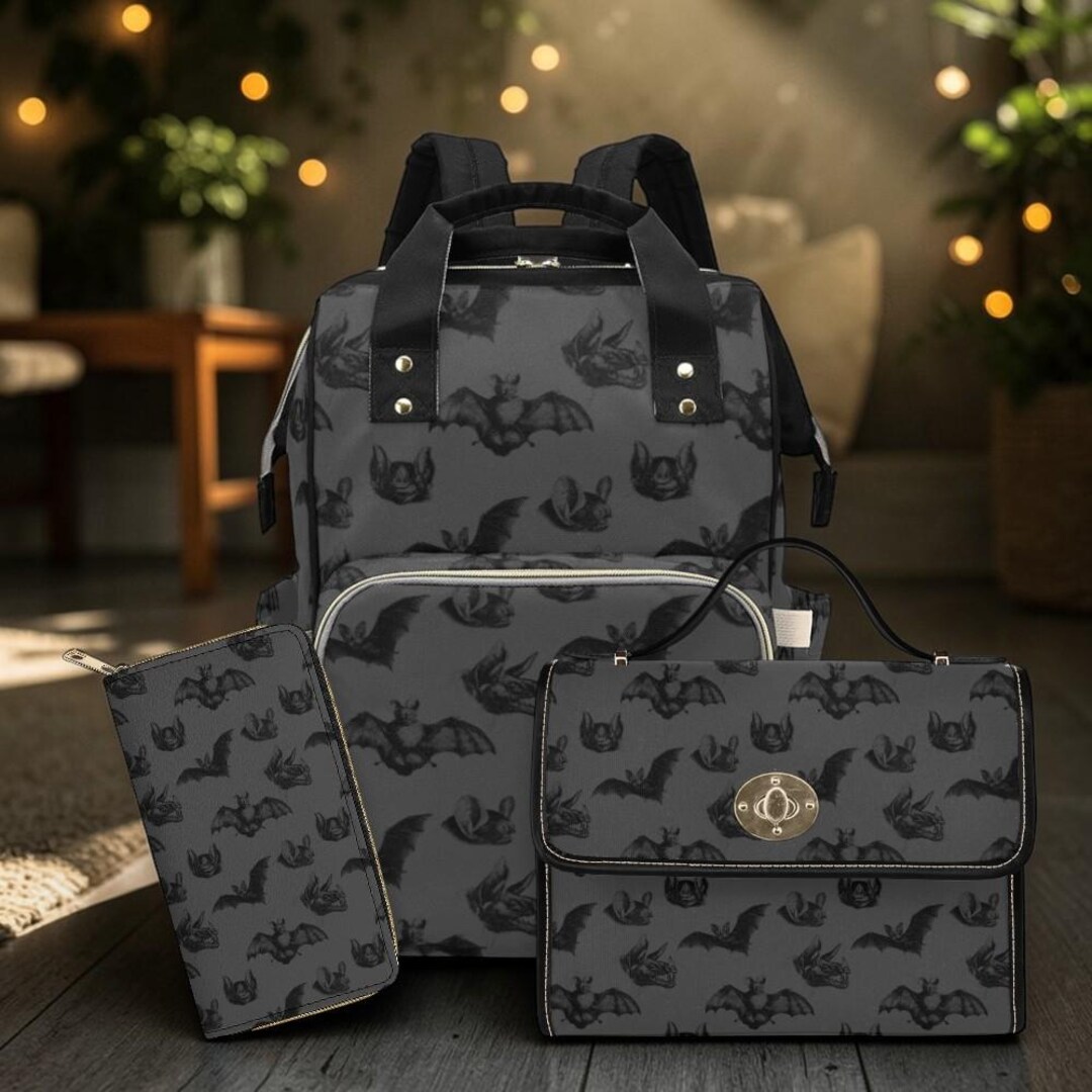 Bat Print Diaper Backpack, Baby Bag Travel Organizer, Night Bat Pattern ...