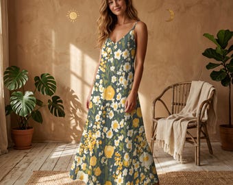 chinese dress ladies Daisy Store Bohemian Maxi Dress for female, 3XL main image 0
