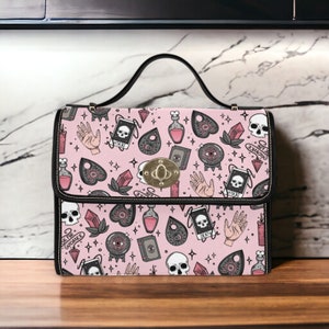 Rose kawaii mignonne potions de sorcière en toile cartable, sac de sorcière pour femme, joli sac à main en cuir végétalien avec bandoulière boho bag hippies boho cadeau