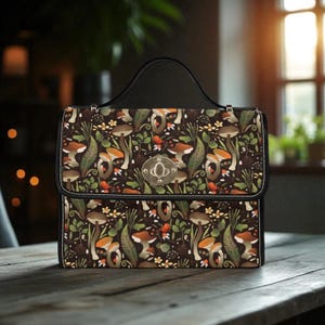 Cottagecore Mushroom Satchel Bag, Witchy Forest Handbag, Botanical Purse