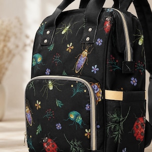 Dark Insect Backpack, Gothic Diaper Bag, Creepy Nylon Organizer for Moms image 5