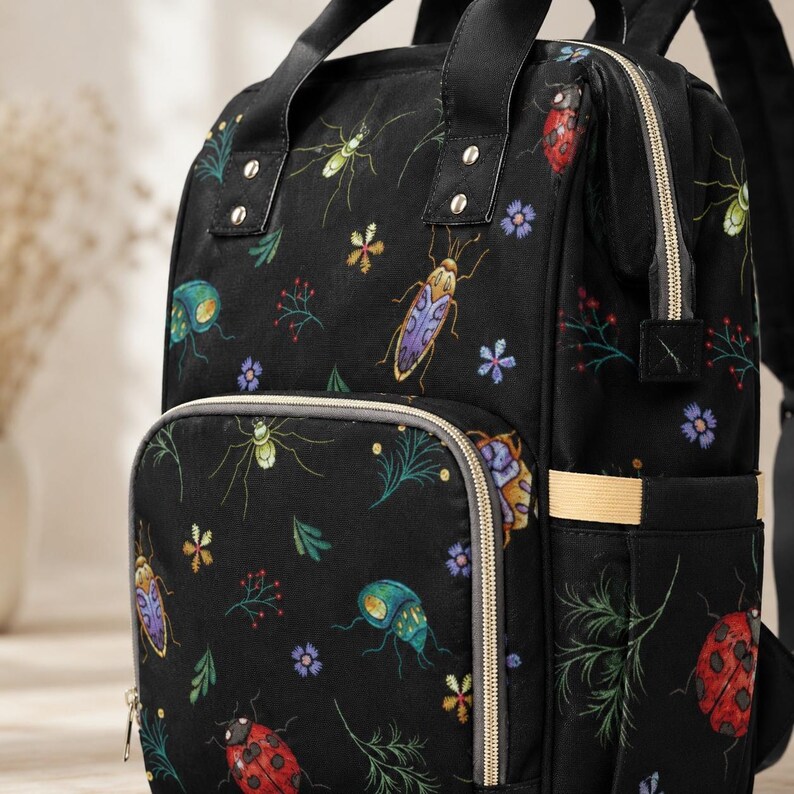 Dark Insect Backpack, Gothic Diaper Bag, Creepy Nylon Organizer for Moms image 5
