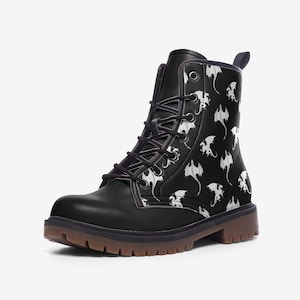 Gothic Dragon Combat Boots, Faux Leather Combat Boots, Goth Kid Lace Up Boots, Witchcore Boots, Gothic Cosplay Boots, Gothcore Clubwear