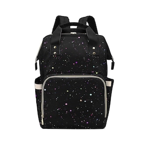 Confetti Diaper Backpack, Rainbow Speckle Baby Bag, Multicolor Mom Travel Nappy Bag image 6