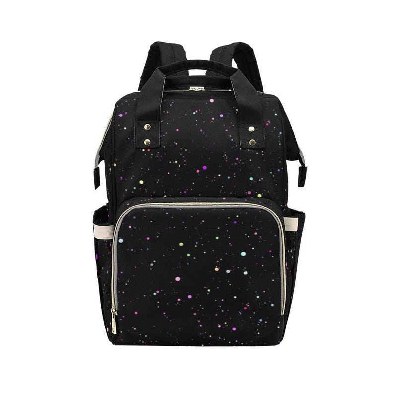 Confetti Diaper Backpack, Rainbow Speckle Baby Bag, Multicolor Mom Travel Nappy Bag image 6